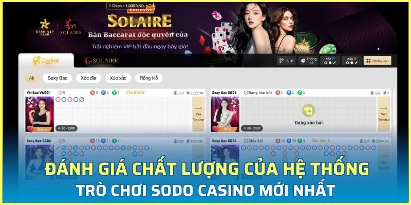 Đánh giá chất lượng của hệ thống trò chơi Sodo Casino mới nhất 